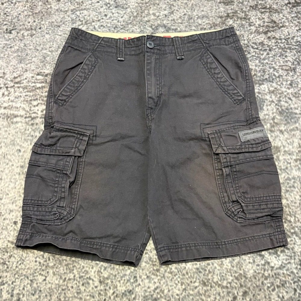 VTG Unionbay Cargo Shorts Mens 33 Navy Blue Utility Skater Outdoors Baggy Y2K